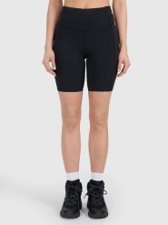 4F Legginsy sportowe w kolorze czarnym rozmiar: L. Czarne legginsy damskie 4f, l, bez wzorów, z materiału. Za 92.21 zł.