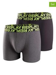 Replay Underwear Bokserki (2 pary) w kolorze szarym i czarnym rozmiar: L. Czarne bokserki męskie Replay Underwear, bez wzorów. Za 43.99 zł.