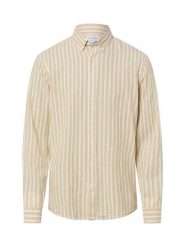 Lindbergh koszula casual z zawartością lnu Mężczyźni Regular Fit Bawełna beżowy|biały, S. Białe koszule męskie Lindbergh, m, bez wzorów, z bawełny, bez kołnierzyka, bez ramiączek. Za 229.95 zł.