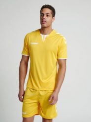 Koszulka piłkarska z krótkim rękawem męska Hummel Core SS Poly Jersey. Brązowe t-shirty sportowe męskie HUMMEL, m, z jersey, bez ramiączek, do biegania. Za 31.00 zł.