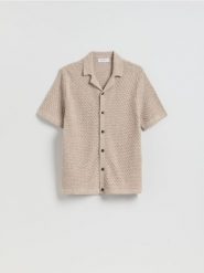 Rozpinany sweter - beżowy. Brązowe kardigany męskie Reserved, l, bez wzorów, z bawełny, bez kołnierzyka. Za 149.99 zł.