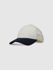 4F Czapka z daszkiem trucker uniseks - granatowa L/XL. Niebieskie czapki z daszkiem damskie 4f, z aplikacjami, z elastanu. W wyprzedaży za 59.99 zł.