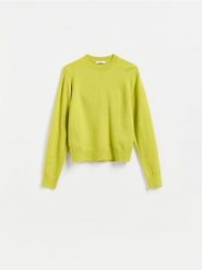 Gładki sweter - zielony. Zielone swetry klasyczne damskie Reserved, l, z dzianiny, bez kołnierzyka. Za 119.99 zł.