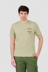 AERONAUTICA MILITARE Zielony t-shirt Short Sleeve. Zielone t-shirty męskie AERONAUTICA MILITARE, m, bez wzorów, bez kołnierzyka. W wyprzedaży za 189.99 zł.