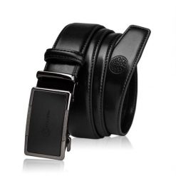 Skórzany pasek BETLEWSKI C35-BA CZARNY 125. Czarne paski męskie Betlewski, bez wzorów, ze skóry. Za 99.00 zł.