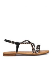 Geox Sandały D Sozy S D65LXA 0KFKY C0067 Czarny. Czarne sandały damskie Geox, bez wzorów, ze skóry, bez obcasa, na płaskiej podeszwie. Za 389.99 zł.