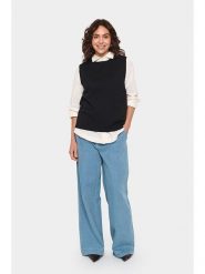 SAINT TROPEZ Bezrękawnik "Mila" w kolorze czarnym rozmiar: XXL. Czarne kardigany damskie Saint Tropez, xxl, bez wzorów. Za 67.95 zł.