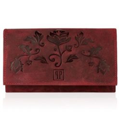 Portfel damski skórzany PAOLO PERUZZI czerwony T-44-RD. Czerwone portfele damskie Paolo Peruzzi, bez wzorów, ze skóry. Za 74.99 zł.