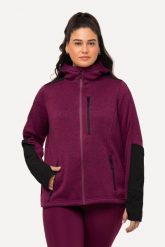 Damskie Kurtka polarowa odblaskowe nadruki kaptur otwór na kciuk. Niebieskie kurtki damskie Ulla Popken, plus size, bez wzorów, z materiału, z kapturem. Za 389.99 zł.