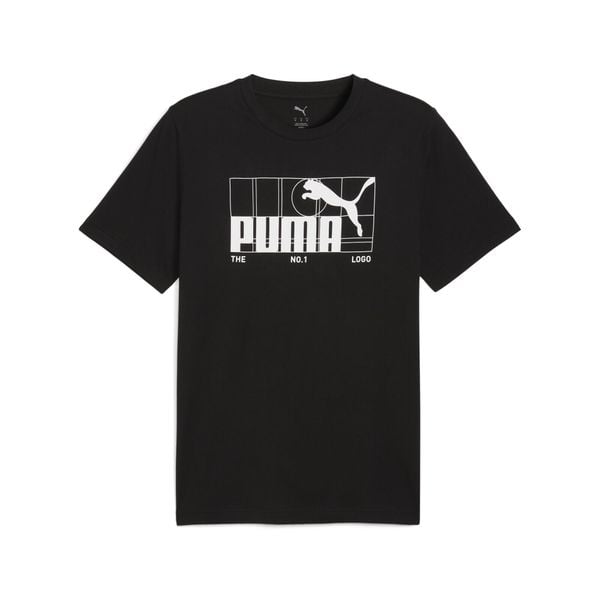 Męska koszulka z grafiką i logo No. 1 PUMA. Czarne t-shirty sportowe męskie Puma, m, bez ramiączek, do biegania. W wyprzedaży za 69.00 zł.