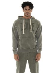 Bluza z bawełna z kaptur na co dzień na siłownię. Czarne bluzy sportowe męskie LEONE 1947 APPAREL, bez wzorów, z bawełny, bez kołnierzyka, bez ramiączek. Za 383.11 zł.