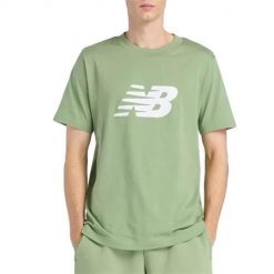 Koszulka sportowa męska New Balance MT43906AAR. Zielone t-shirty sportowe męskie New Balance, l, z materiału, bez ramiączek, na fitness i siłownię. Za 173.00 zł.
