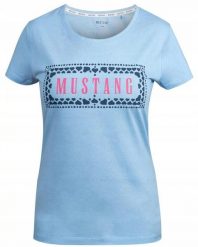 Koszulka Damska Mustang Sportowa Bawełna Logo. Niebieskie topy sportowe damskie Mustang, l, bez wzorów, z bawełny, bez ramiączek. Za 69.00 zł.