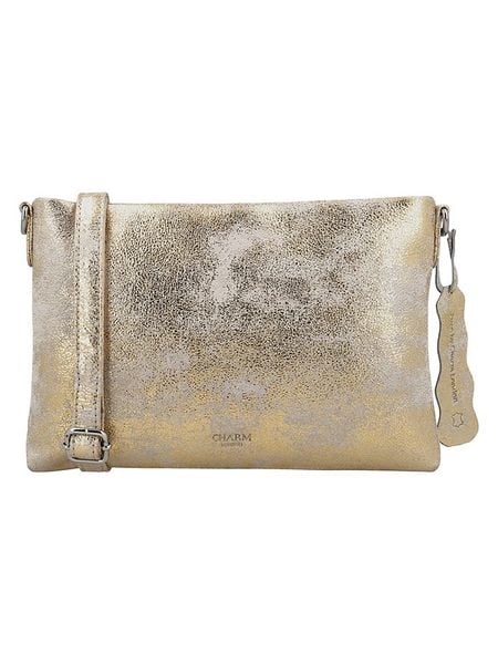 Charm Skórzana torebka w kolorze złotym - 26 x 19 x 3 cm rozmiar: onesize. Żółte torebki klasyczne damskie Charm, bez wzorów, z materiału, bez dodatków. Za 209.82 zł.