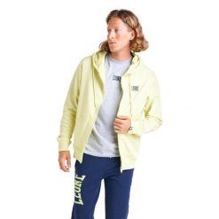 Bluza z bawełna z kaptur na siłownia na czas wolny. Żółte bluzy sportowe męskie LEONE 1947 APPAREL, bez wzorów, z bawełny, sportowe, bez kołnierzyka, bez ramiączek. W wyprzedaży za 181.87 zł.