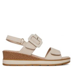 Sandały Caprice. Białe sandały damskie Caprice, bez wzorów, bez obcasa, na koturnie. Za 199.99 zł.