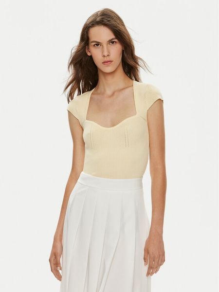 Gina Tricot Bluzka 22212 Żółty Slim Fit. Żółte bluzki damskie Gina Tricot, xxl, bez wzorów, z syntetyku, bez ramiączek. Za 69.99 zł.