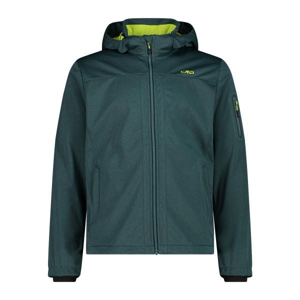 Kurtka męska turystyczna CMP 39A5027M. Zielone kurtki męskie CMP, l, bez wzorów, z softshellu, sportowe, z kapturem. W wyprzedaży za 209.99 zł.