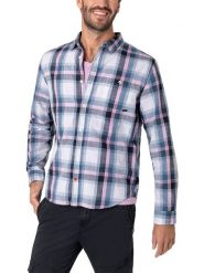 Timezone Koszula - Regular fit - w kolorze biało-granatowym rozmiar: XL. Białe koszule męskie Timezone, xl, bez wzorów, z bawełny, bez kołnierzyka, bez ramiączek. Za 105.14 zł.