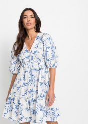 Sukienka mini. Białe sukienki damskie bonprix, na lato, bez wzorów, bez kołnierzyka, bez ramiączek, mini. Za 147.99 zł.
