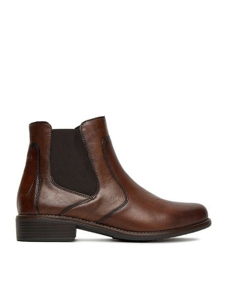 Remonte Sztyblety D0F70-23 Brązowy. Brązowe botki damskie Remonte, ze skóry, bez obcasa, na płaskiej podeszwie, bez zapięcia. Za 309.99 zł.