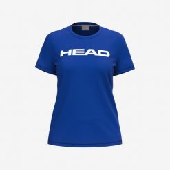 Koszulka z krótkim rękawem damska CLUB BASIC. Niebieskie bluzki damskie HEAD, xl, bez wzorów, z bawełny, sportowe, bez kołnierzyka, bez ramiączek. W wyprzedaży za 59.50 zł.