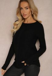 Czarny Casualowy Sweter z Ozdobnym Splotem Sealinea. Czarne swetry klasyczne damskie Renee, l, z jeansu, bez kołnierzyka. Za 69.99 zł.