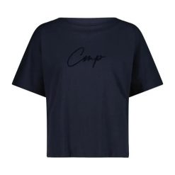 T-shirt z bawełny organicznej dla kobiet CMP. Czarne t-shirty damskie CMP, xs, bez wzorów, z bawełny, bez kołnierzyka. Za 150.00 zł.