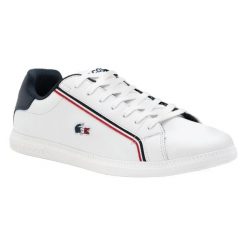 Męskie Skórzane Buty Sportowe Graduate Logo. Białe buty sportowe na co dzień męskie Lacoste, bez zapięcia. Za 574.99 zł.
