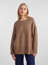 Pieces Sweter w kolorze jasnobrązowym rozmiar: XL. Brązowe swetry klasyczne damskie Pieces, xl, bez kołnierzyka. Za 127.35 zł.