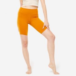 SPODENKI DO JOGI DYNAMICZNEJ DAMSKIE KOLARKI KIMJALY. Brązowe spodenki sportowe damskie KIMJALY, xs, z elastanu, na fitness i siłownię. Za 59.99 zł.