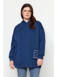 Trendyol Bluza w kolorze niebieskim rozmiar: 5XL. Niebieskie bluzy z kapturem damskie Trendyol, xl. Za 78.66 zł.