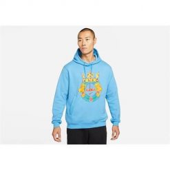 Bluza sportowa męska Nike Lebron James. Niebieskie bluzy sportowe męskie Nike, bez wzorów, sportowe, bez kołnierzyka, bez ramiączek. Za 525.00 zł.