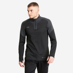 Second Life - Bluza piłkarska Kipsta Viralto Club na krótki... - Stan Doskonały. Czarne bluzy z kapturem męskie KIPSTA, m, z elastanu. Za 67.99 zł.