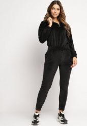 Czarny Welurowy Komplet Dresowy z Bluzą z Kapturem Oriadne. Czarne bluzy z kapturem damskie Born2be, m, z dresówki. Za 159.99 zł.