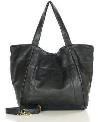 Shopperka MARCO MAZZINI czarna vs119a. Czarne shopper bag damskie bez wzorów, ze skóry, na ramię, duże, bez dodatków. Za 521.55 zł.