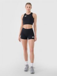 4F Legginsy krótkie treningowe damskie - czarne L. Czarne legginsy damskie 4f, l, bez wzorów, z dzianiny. Za 89.99 zł.