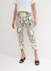 Spodnie 7/8 ze stretchem. Szare spodnie materiałowe damskie bonprix, bez wzorów. Za 99.99 zł.
