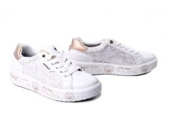 MUSTANG 26M048200100 white, półbuty damskie. Białe półbuty damskie Mustang, bez wzorów, bez obcasa. Za 242.17 zł.