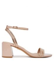 Aldo Sandały Emelda 13813767 Beżowy. Brązowe sandały damskie Aldo, bez wzorów, ze skóry, bez obcasa, na słupku. Za 219.99 zł.