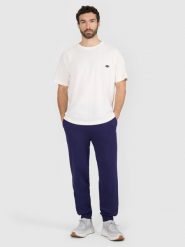 4F Spodnie dresowe joggery męskie - granatowe S. Niebieskie spodnie dresowe męskie 4f, bez wzorów, z bawełny. W wyprzedaży za 79.99 zł.