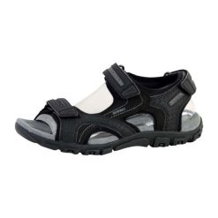 Sandały GEOX UOMO SANDAL STRADA Czarny. Czarne sandały męskie Geox, bez zapięcia. Za 336.00 zł.