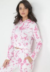 Różowa Krótka Bluza z Kapturem i Wzorem Tie-dye Kalyna. Czerwone bluzy z kapturem damskie Born2be, na jesień, l, z dzianiny. Za 69.99 zł.