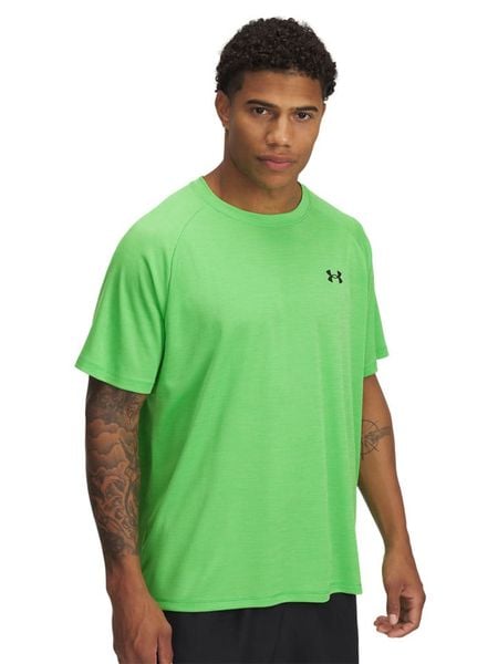 Under Armour Koszulka sportowa "Tech" w kolorze zielonym rozmiar: L. Zielone t-shirty sportowe męskie Under Armour, l, z materiału, bez ramiączek, outdoorowe. Za 100.52 zł.