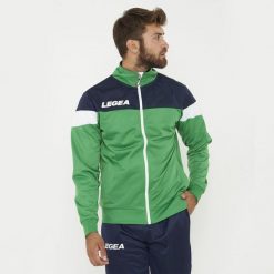 Kurtka Sportowa Bolivia Zielono-Niebieska. Niebieskie kurtki treningowe męskie Legea, l, bez wzorów, z materiału, na fitness i siłownię. Za 72.00 zł.