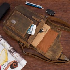 Torba męska skórzana na ramię zgrabna brązowa elegancka Beltimore N10. Brązowe torby męskie na ramię bez wzorów, na ramię. Za 289.90 zł.