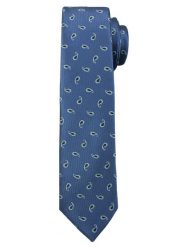 Niebieski Elegancki Męski Krawat -ALTIES- 6cm, Wzór Paisley, Klasyczny. Niebieskie krawaty i muchy męskie Alties, bez wzorów, z tkaniny, eleganckie. Za 49.00 zł.