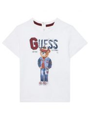 Guess T-Shirt N5YI22 K8HM4 Biały Regular Fit. Białe t-shirty chłopięce Guess, z aplikacjami, z bawełny, bez ramiączek. Za 69.99 zł.