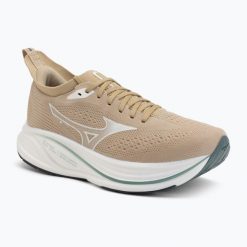 Buty do biegania męskie Mizuno Neo Zen 2 pale khaki/snow white/granite green. Brązowe obuwie do biegania damskie Mizuno. Za 449.99 zł.