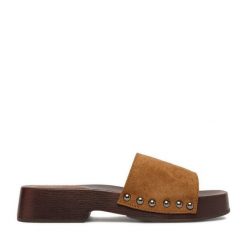 Klapki JENNY. Brązowe klapki damskie Jenny, bez wzorów, bez obcasa. Za 119.99 zł.